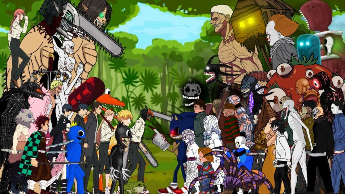 Chainsaw Man, Katana Man, Berserker VS House Head, Rainbow Friends – Drawing Cartoon2.