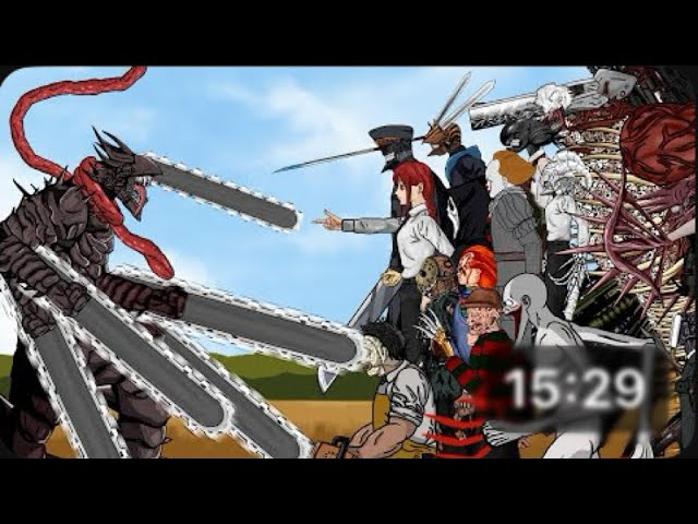 DEVIL CHAINSAW MAN vs Jason Voorhes Team , Makima Team , Stranger Things Team. Compilation Animation