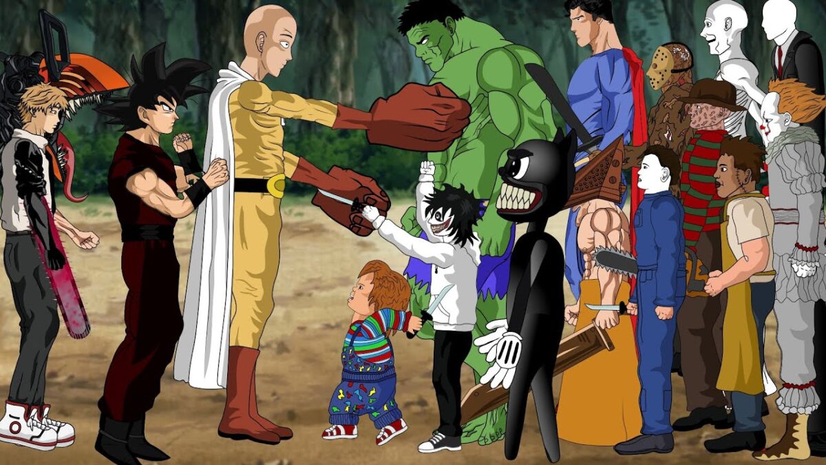 Goku – Saitama – Chainsaw Man VS Hulk , Superman ,Jason Voorhees,Chucky,Pennywise,Scp, MORE Villains