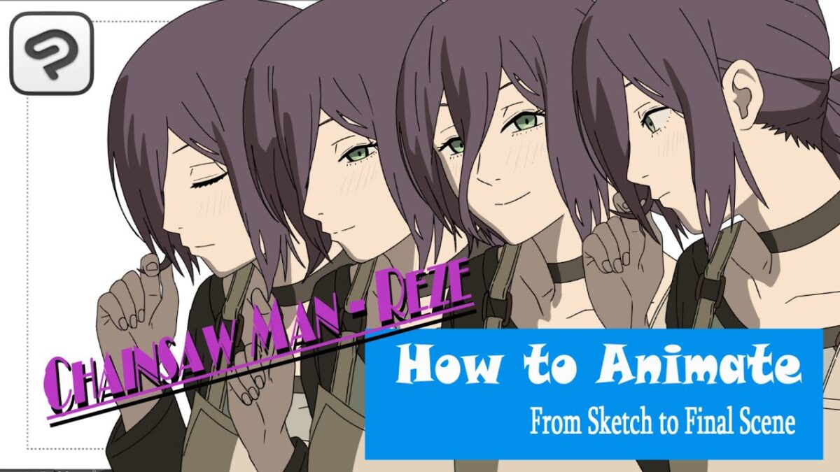 Reze – Chainsaw Man  Full Process from Sketch to Final Scene (How to Animate #7)