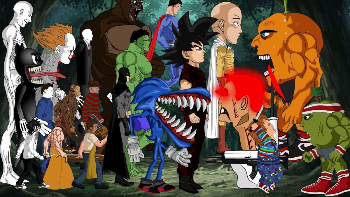Goku – Saitama – Sonic – Hulk – ChainsawMan VS Udin Din Din Dun,Jason,Chucky,Skibidi toilets,Freddy+