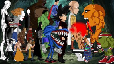 Goku – Saitama – Sonic – Hulk – ChainsawMan VS Udin Din Din Dun,Jason,Chucky,Skibidi toilets,Freddy+