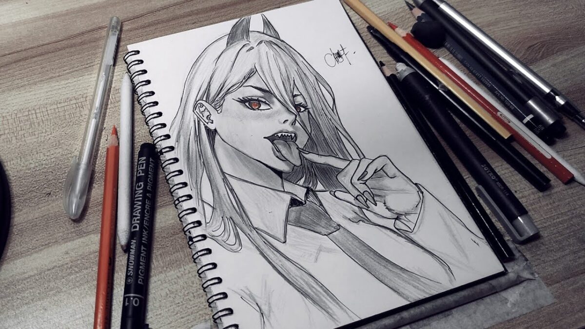 1 Hour 20 min→ 5 Minutes! Drawing POWER from CHAINSAW MAN Timelapse | @MasRey-dp1mv