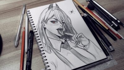 1 Hour 20 min→ 5 Minutes! Drawing POWER from CHAINSAW MAN Timelapse | @MasRey-dp1mv