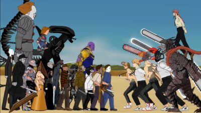 All CHAINSAW MAN, KATANA MAN Vs Thanos, It pennywise, Michael, Jason, Jeff,Freddy, Leatherface, Uber