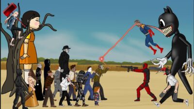 Animation:- battel of horror, slashers, creepy character|| cartoon cat, jason, michael, Freddy,chai