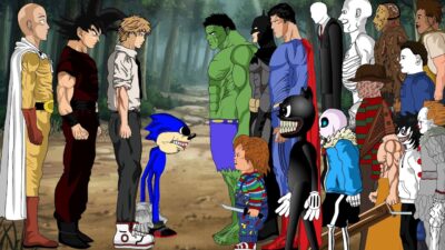 Goku – Saitama – Chainsaw Man -Sonic VS DC,MARVEL Heros-Hulk-Superman VS Jason,Chucky,Cartoon Cat,IT