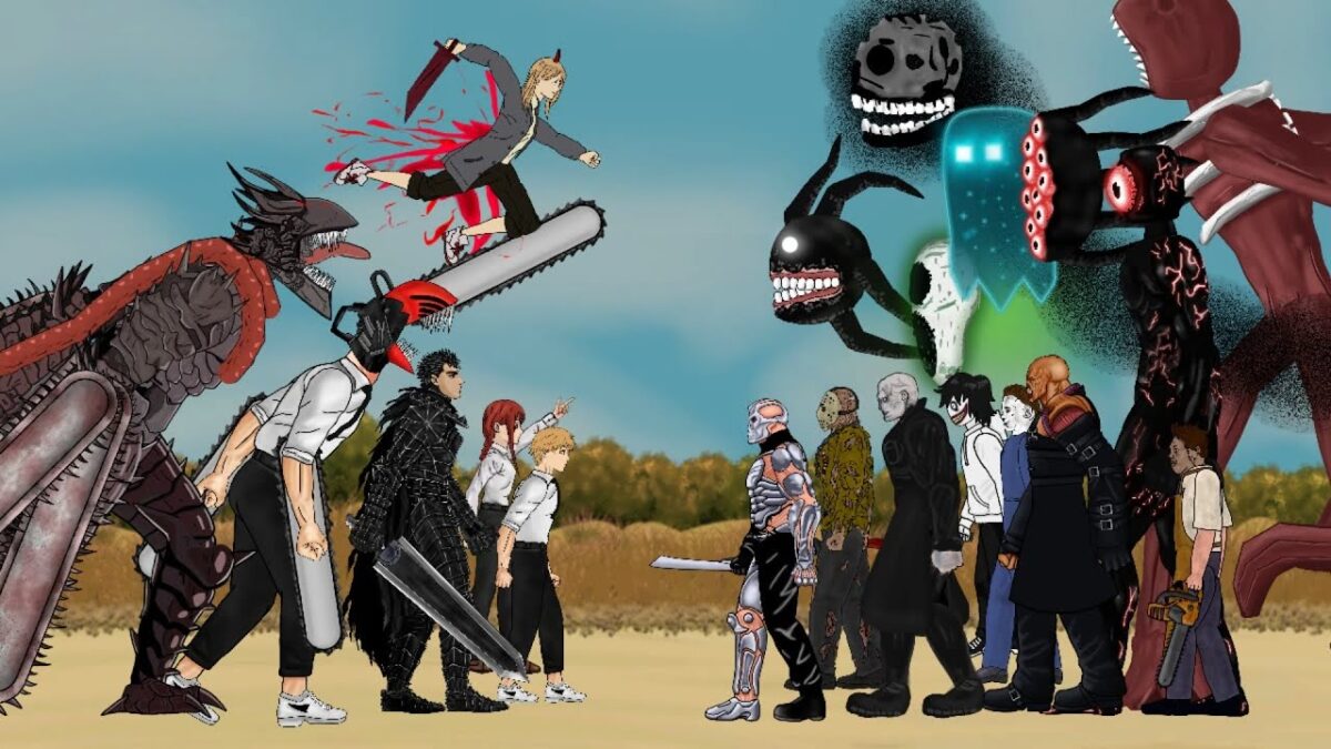 Devil Chainsaw man, Power, Makima, Guts Vs All Door Roblox Monster Vs Jason, Freddy Team
