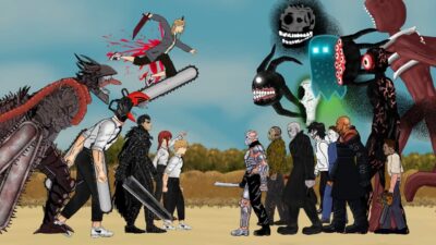 Devil Chainsaw man, Power, Makima, Guts Vs All Door Roblox Monster Vs Jason, Freddy Team