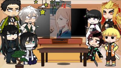 Hashiras react to giyuu as Power | chainsaw man | Demon Slayer | Gacha life