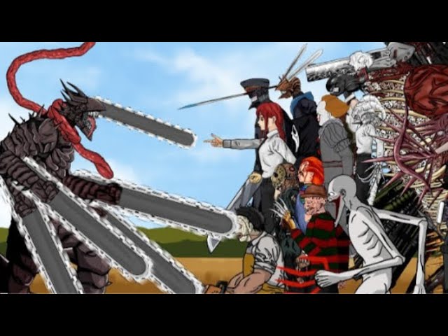 DEVIL CHAINSAW MAN vs Jason Voorhees Team, Makima Team, Stranger Things Team. Compilation Animation.