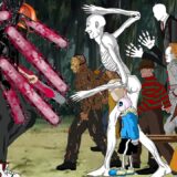 CHAINSAW MAN VS Jason Voorhes Team,Makima,scp 096″Sans”Michael”Freddy”Chucky” Compilation Animation.