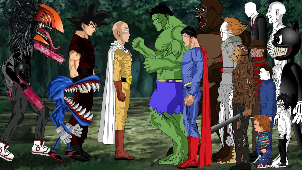 Saitama – Chainsaw Man – Goku – Shin SONIC VS DC,MARVEL Heros-Jason,Chucky,Michael,Freddy,Scp 096,IT