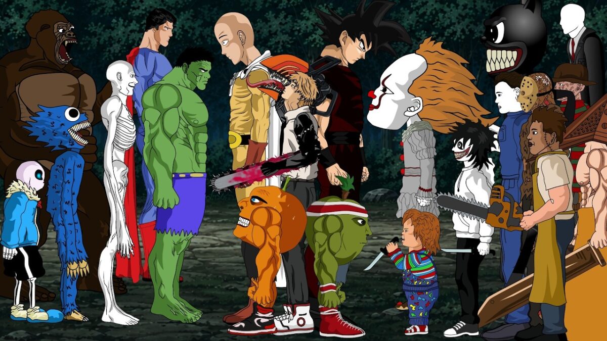 Goku – Saitama – CHAINSAW MAN VS Udin Din-Hulk-Superman Michael-Freddy-Jason-Scp 096-IT-Chucky-Jeff