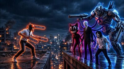 Chainsaw Man Devil VS Gun Devil, Jeff, Slenderman, Cartoon Cat – Drawing Cartoon 2