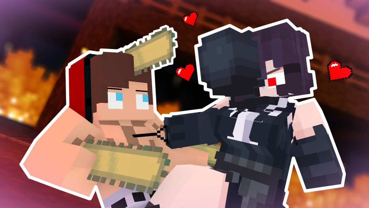 MAIZEN : JJ Chainsaw Man VS Hot Bomb Girl – Love Story – minecraft animation